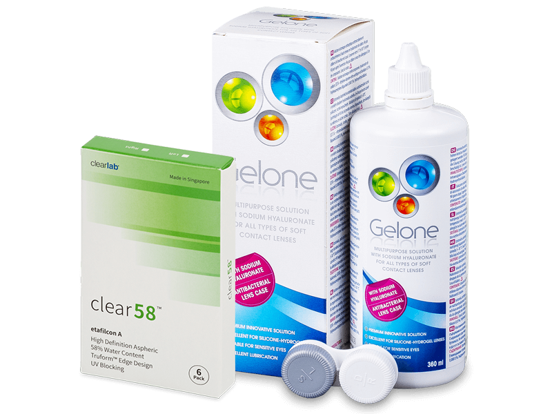 Clear58 (6 φακοί) + Υγρό Gelone 360 ml