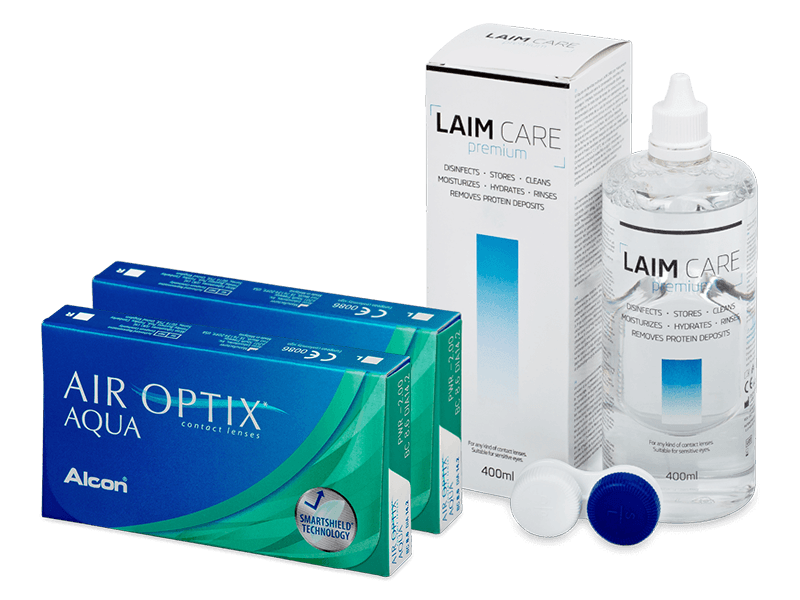 Air Optix Aqua (2x3 φακοί) + Υγρό Laim Care 400 ml