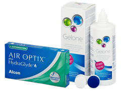 Air Optix plus HydraGlyde for Astigmatism (3 φακοί) + Υγρό Gelone 360 ml
