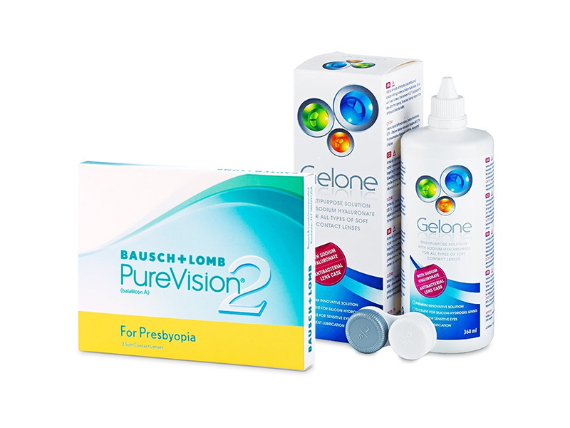 PureVision 2 for Presbyopia (3 φακοί) + Υγρό Gelone 360 ml