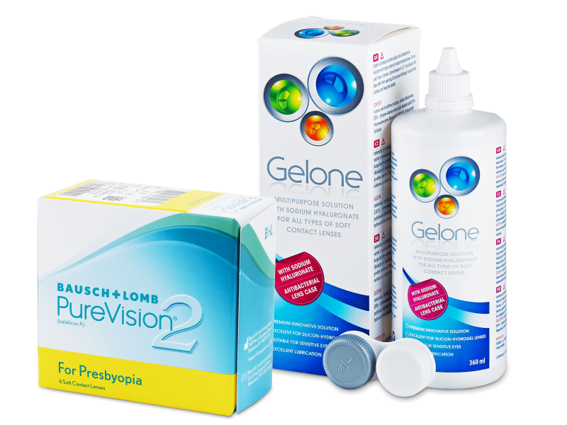 PureVision 2 for Presbyopia (6 φακοί) + Υγρό Gelone 360 ml