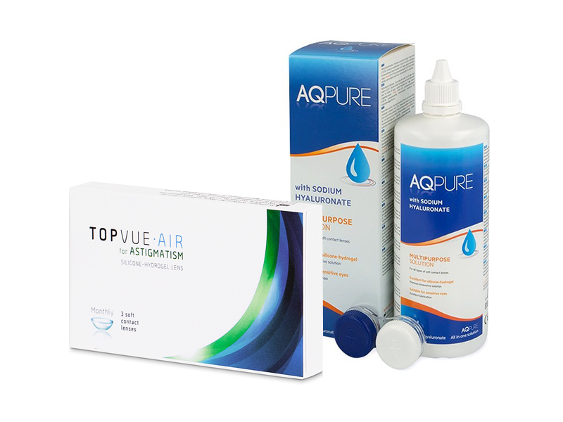 TopVue Air for Astigmatism (3 φακοί) + Υγρό AQ Pure 360 ml