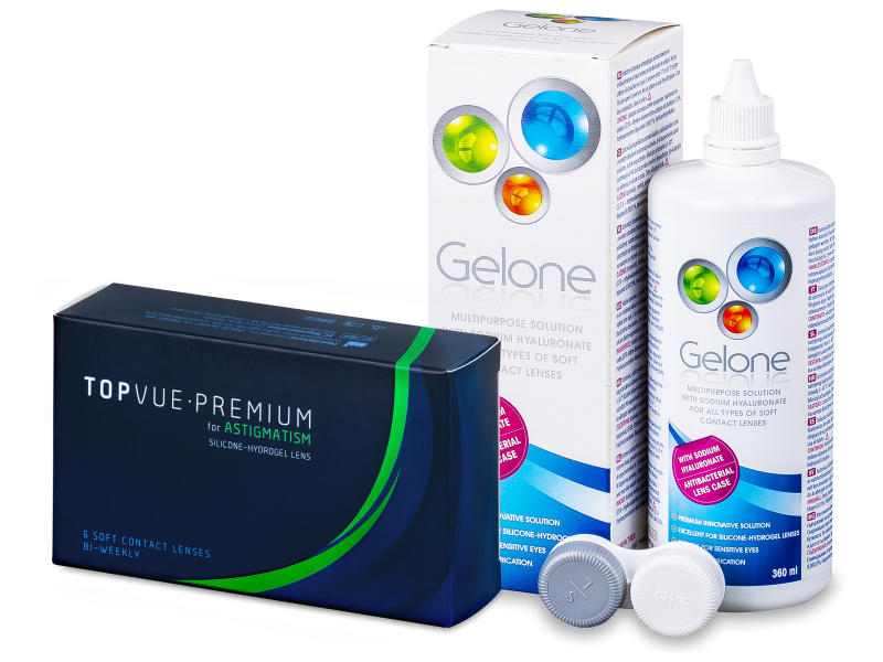 TopVue Premium for Astigmatism (6 φακοί) + Gelone Solution 360 ml
