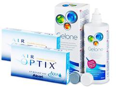Air Optix Aqua (2x 3 φακοί) + Υγρό Gelone 360 ml