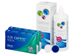 Air Optix Aqua (2x 3 φακοί) + Υγρό Gelone 360 ml