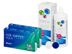 Air Optix Aqua (2x 3 φακοί) + Υγρό Gelone 360 ml